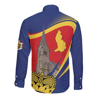 Liechtenstein National Day 1866 Long Sleeve Button Shirt Gold Crown Vaduz Cathedral