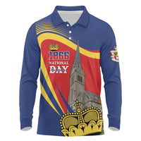 Liechtenstein National Day 1866 Long Sleeve Polo Shirt Gold Crown Vaduz Cathedral