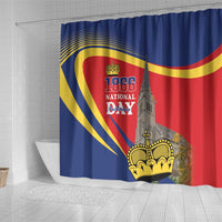 Liechtenstein National Day 1866 Shower Curtain Gold Crown Vaduz Cathedral