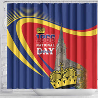 Liechtenstein National Day 1866 Shower Curtain Gold Crown Vaduz Cathedral
