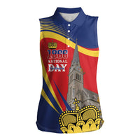 Liechtenstein National Day 1866 Women Sleeveless Polo Shirt Gold Crown Vaduz Cathedral