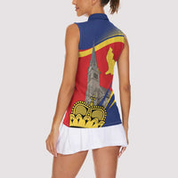 Liechtenstein National Day 1866 Women Sleeveless Polo Shirt Gold Crown Vaduz Cathedral