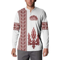 Ukraine Vyshyvanka Pattern Button Sweatshirt Ukrainian Trident