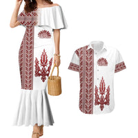 Ukraine Vyshyvanka Pattern Couples Matching Mermaid Dress and Hawaiian Shirt Ukrainian Trident