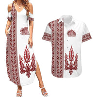 Ukraine Vyshyvanka Pattern Couples Matching Summer Maxi Dress and Hawaiian Shirt Ukrainian Trident