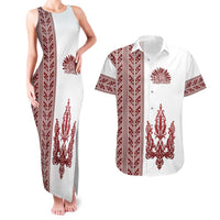 Ukraine Vyshyvanka Pattern Couples Matching Tank Maxi Dress and Hawaiian Shirt Ukrainian Trident