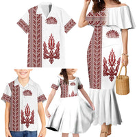 Ukraine Vyshyvanka Pattern Family Matching Mermaid Dress and Hawaiian Shirt Ukrainian Trident