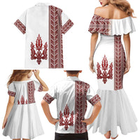 Ukraine Vyshyvanka Pattern Family Matching Mermaid Dress and Hawaiian Shirt Ukrainian Trident