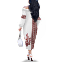 Ukraine Vyshyvanka Pattern Family Matching Off The Shoulder Long Sleeve Dress and Hawaiian Shirt Ukrainian Trident