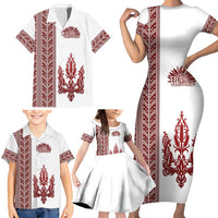 Ukraine Vyshyvanka Pattern Family Matching Short Sleeve Bodycon Dress and Hawaiian Shirt Ukrainian Trident