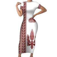 Ukraine Vyshyvanka Pattern Family Matching Short Sleeve Bodycon Dress and Hawaiian Shirt Ukrainian Trident