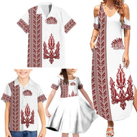 Ukraine Vyshyvanka Pattern Family Matching Summer Maxi Dress and Hawaiian Shirt Ukrainian Trident