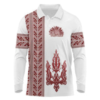 Ukraine Vyshyvanka Pattern Long Sleeve Polo Shirt Ukrainian Trident