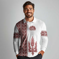 Ukraine Vyshyvanka Pattern Long Sleeve Polo Shirt Ukrainian Trident