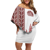 Ukraine Vyshyvanka Pattern Off Shoulder Short Dress Ukrainian Trident
