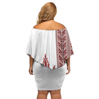 Ukraine Vyshyvanka Pattern Off Shoulder Short Dress Ukrainian Trident