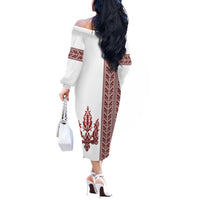 Ukraine Vyshyvanka Pattern Off The Shoulder Long Sleeve Dress Ukrainian Trident