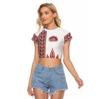 Ukraine Vyshyvanka Pattern Raglan Cropped T Shirt Ukrainian Trident