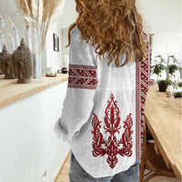 Ukraine Vyshyvanka Pattern Women Casual Shirt Ukrainian Trident
