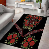 Traditional Ukrainian Costume Area Rug Red Floral Embroidery Style