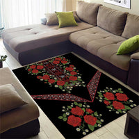 Traditional Ukrainian Costume Area Rug Red Floral Embroidery Style