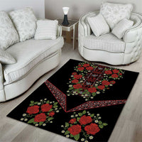 Traditional Ukrainian Costume Area Rug Red Floral Embroidery Style