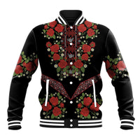Traditional Ukrainian Costume Baseball Jacket Red Floral Embroidery Style