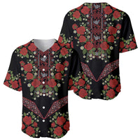 Traditional Ukrainian Costume Baseball Jersey Red Floral Embroidery Style