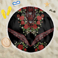 Traditional Ukrainian Costume Beach Blanket Red Floral Embroidery Style