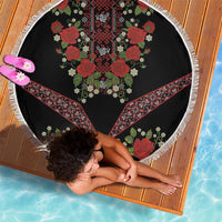 Traditional Ukrainian Costume Beach Blanket Red Floral Embroidery Style