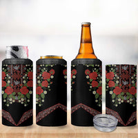 Traditional Ukrainian Costume 4 in 1 Can Cooler Tumbler Red Floral Embroidery Style