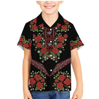 Traditional Ukrainian Costume Family Matching Mermaid Dress and Hawaiian Shirt Red Floral Embroidery Style