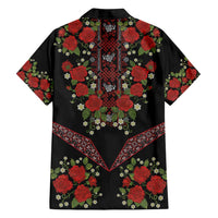 Traditional Ukrainian Costume Family Matching Off Shoulder Maxi Dress and Hawaiian Shirt Red Floral Embroidery Style