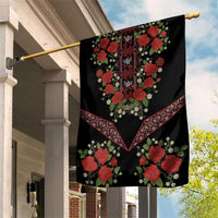 Traditional Ukrainian Costume Garden Flag Red Floral Embroidery Style
