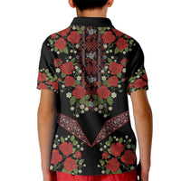 Traditional Ukrainian Costume Kid Polo Shirt Red Floral Embroidery Style