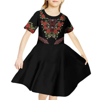 Traditional Ukrainian Costume Kid Short Sleeve Dress Red Floral Embroidery Style