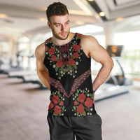 Traditional Ukrainian Costume Men Tank Top Red Floral Embroidery Style