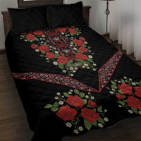 Traditional Ukrainian Costume Quilt Bed Set Red Floral Embroidery Style
