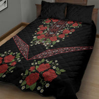 Traditional Ukrainian Costume Quilt Bed Set Red Floral Embroidery Style