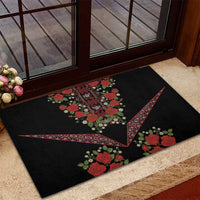 Traditional Ukrainian Costume Rubber Doormat Red Floral Embroidery Style