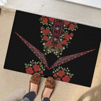 Traditional Ukrainian Costume Rubber Doormat Red Floral Embroidery Style