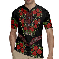 Traditional Ukrainian Costume Rugby Jersey Red Floral Embroidery Style