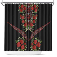 Traditional Ukrainian Costume Shower Curtain Red Floral Embroidery Style