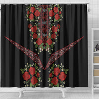 Traditional Ukrainian Costume Shower Curtain Red Floral Embroidery Style