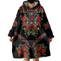 Traditional Ukrainian Costume Wearable Blanket Hoodie Red Floral Embroidery Style