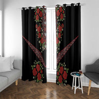 Traditional Ukrainian Costume Window Curtain Red Floral Embroidery Style