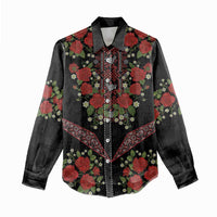 Traditional Ukrainian Costume Women Casual Shirt Red Floral Embroidery Style