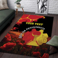 Personalized Macedonia Republic Day Area Rug Ilinden Monument Red Poppy - Wonder Print Shop