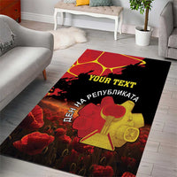 Personalized Macedonia Republic Day Area Rug Ilinden Monument Red Poppy - Wonder Print Shop