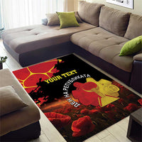 Personalized Macedonia Republic Day Area Rug Ilinden Monument Red Poppy - Wonder Print Shop